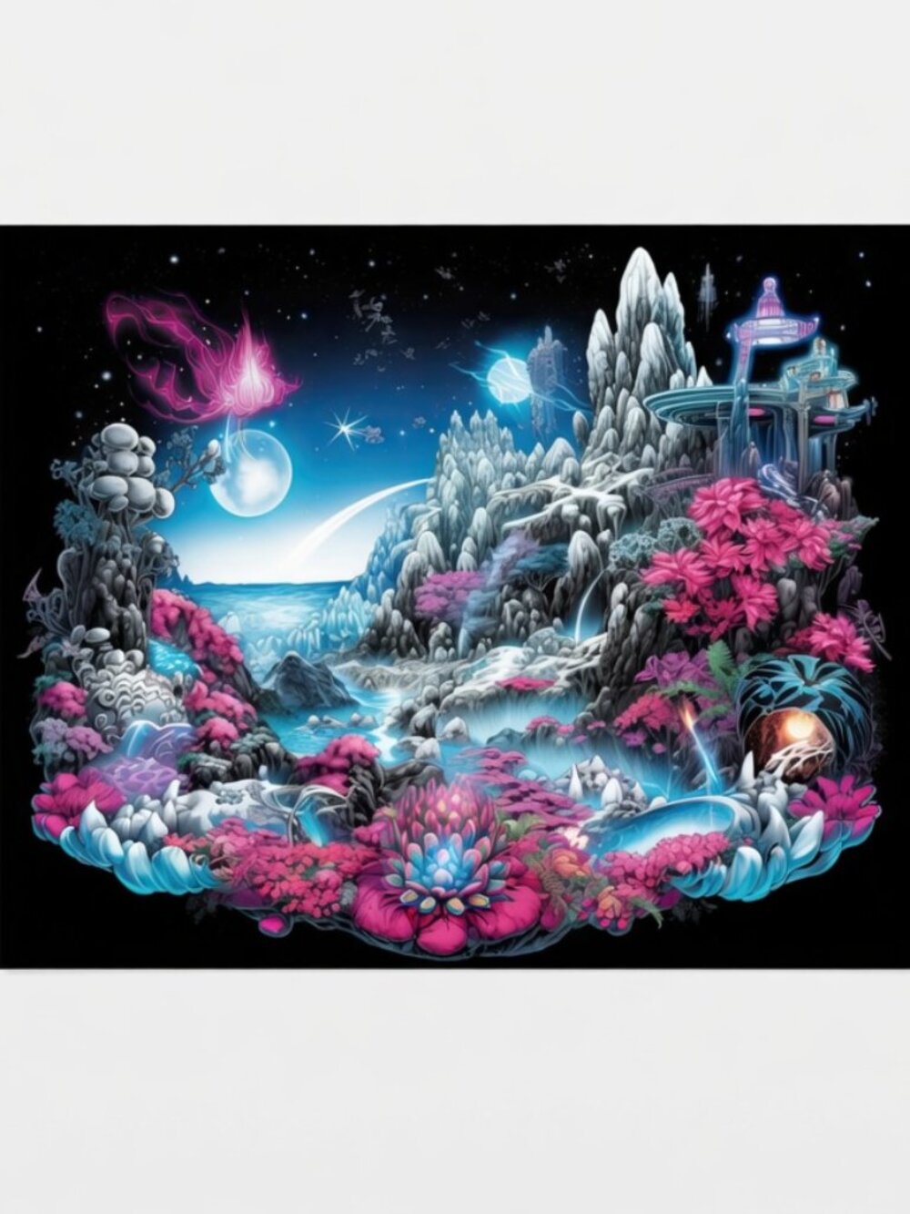 🔥Colorful Surreal Fantasy Landscape Art Print Glossy - Celestial Bloom